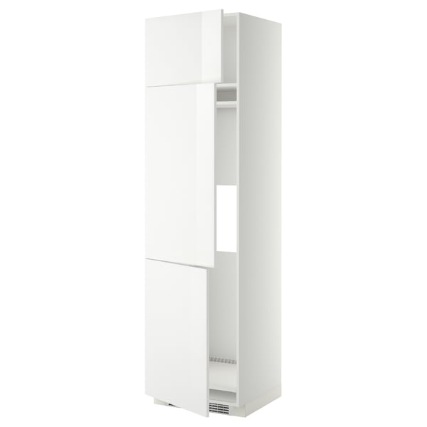 METOD - METOD High cab f fridge/freezer w 3 doors, white/Ringhult white, 60x60x220 cm