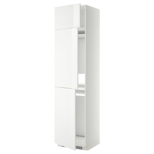 METOD - METOD High cab f fridge/freezer w 3 doors, white/Ringhult white, 60x60x240 cm