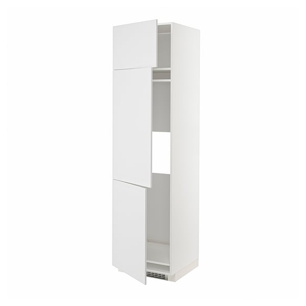 METOD high cab f fridge/freezer w 3 doors, white/Stensund white, 60x60x220 cm