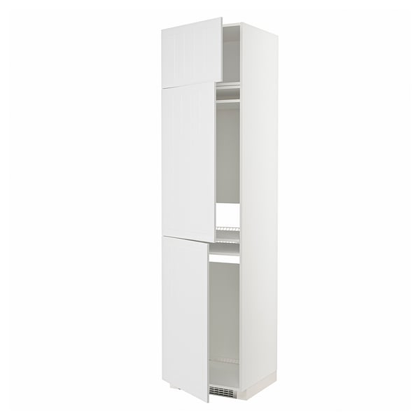 METOD high cab f fridge/freezer w 3 doors, white/Stensund white, 60x60x240 cm