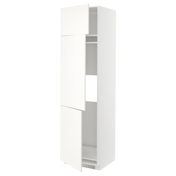 METOD high cab f fridge/freezer w 3 doors, white/Vallstena white, 60x60x220 cm
