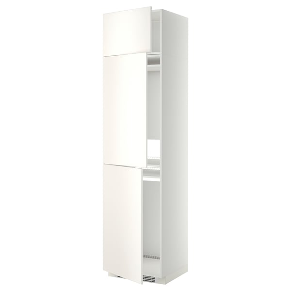 METOD high cab f fridge/freezer w 3 doors, white/Veddinge white, 60x60x240 cm