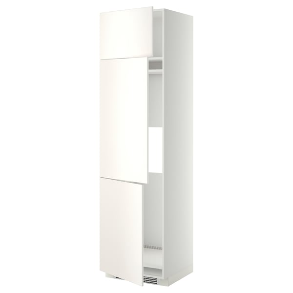 METOD high cab f fridge/freezer w 3 doors, white/Veddinge white, 60x60x220 cm
