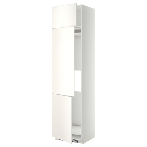 METOD - METOD High cab f fridge/freezer w 3 doors, white/Veddinge white, 60x60x240 cm