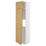 METOD high cab f fridge/freezer w 3 doors, white/Voxtorp oak effect, 60x60x220 cm