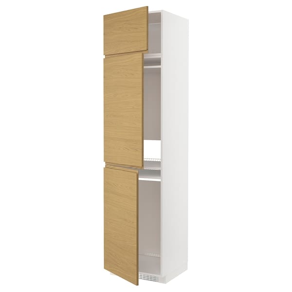 Ikea METOD - High cab f fridge/freezer w 3 doors, white/Voxtorp oak effect, 60x60x240 cm
