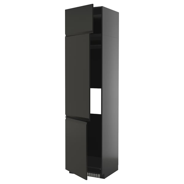 METOD - METOD High cab f fridge/freezer w 3 doors, black-grey/Upplöv matt anthracite, 60x60x240 cm