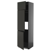 METOD high cab f fridge/freezer w 3 doors, black-grey/Upplöv matt anthracite, 60x60x220 cm
