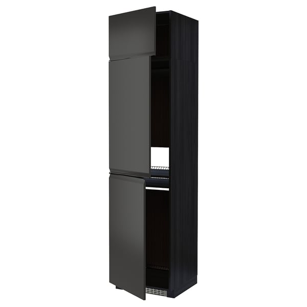 METOD - METOD High cab f fridge/freezer w 3 doors, black/Upplöv matt anthracite, 60x60x240 cm