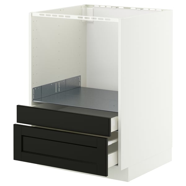 METOD - Base cabinet f combi micro/drawers, white/Lerhyttan black stained