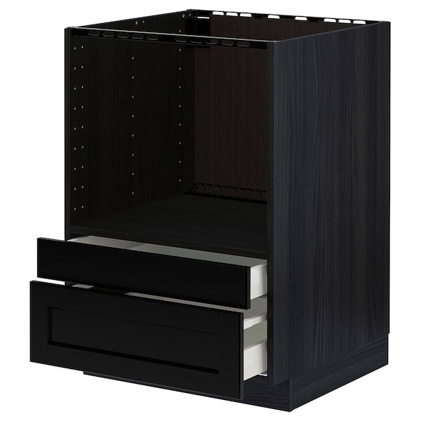 METOD - Base cabinet f combi micro/drawers, black/Lerhyttan black stained, 60x60 cm