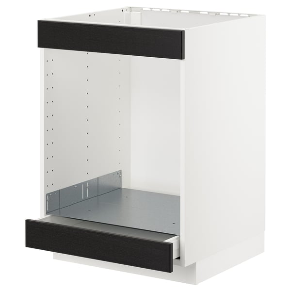 METOD - METOD Base cab for hob+oven w drawer, white/Lerhyttan black stained, 60x60 cm