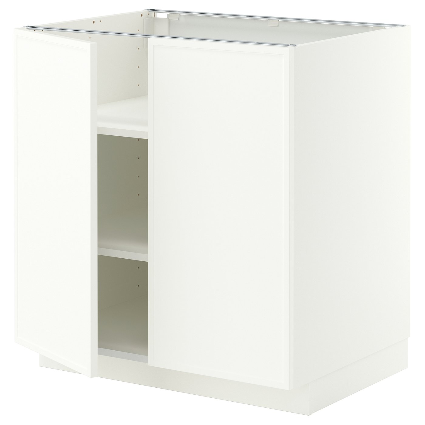 METOD base cabinet with shelves/2 doors, white/Aspudden matt white, 80x60 cm