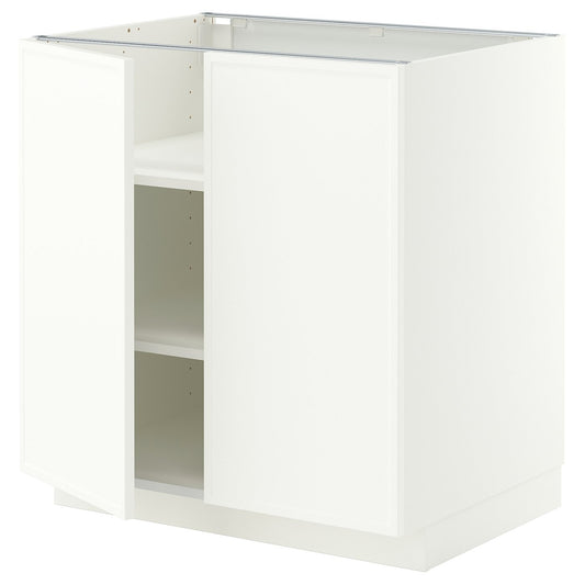 METOD base cabinet with shelves/2 doors, white/Aspudden matt white, 80x60 cm