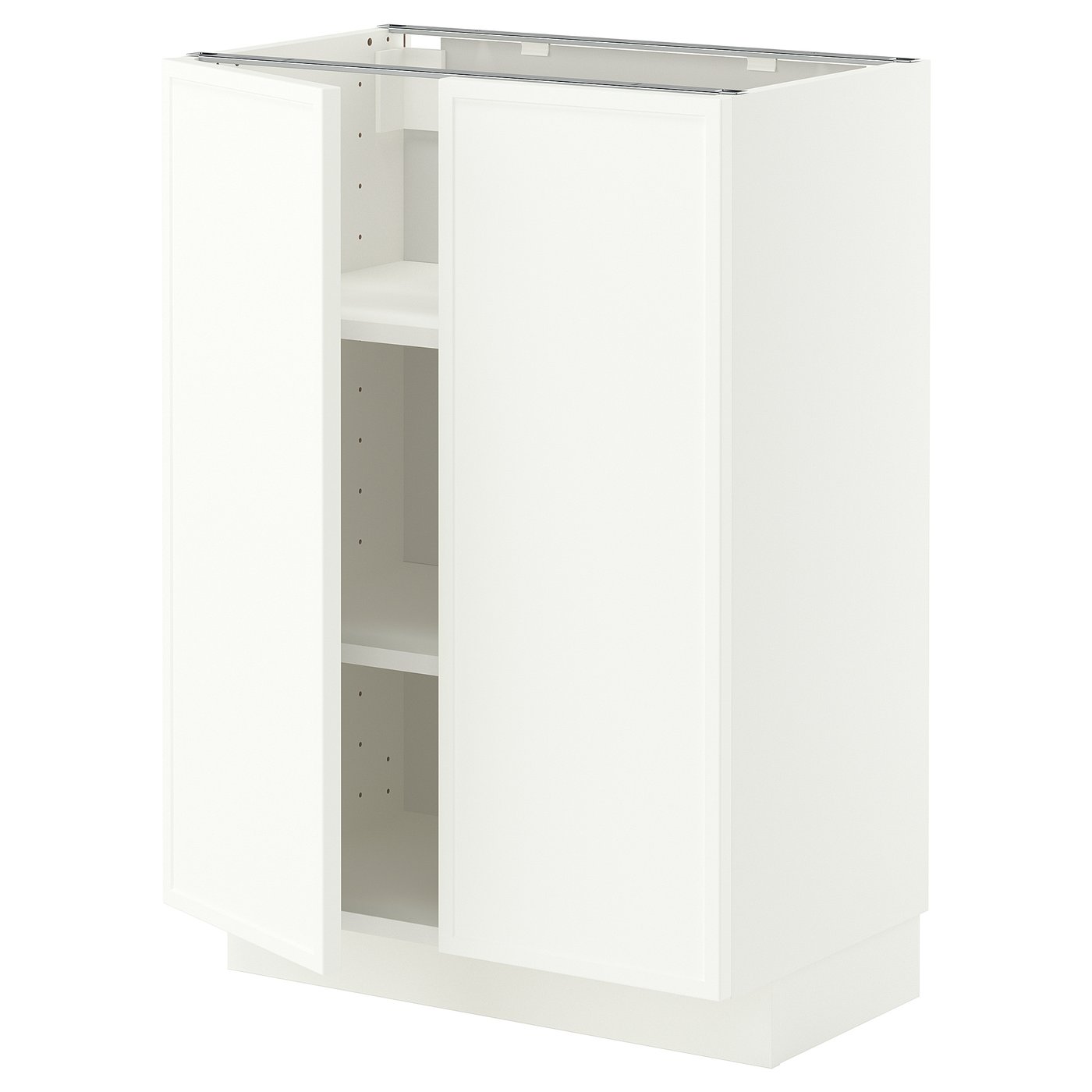 METOD base cabinet with shelves/2 doors, white/Aspudden matt white, 60x37 cm