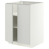 METOD base cabinet with shelves/2 doors, white/Aspudden light grey, 60x60 cm