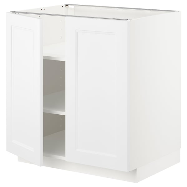 METOD base cabinet with shelves/2 doors, white/Axstad matt white, 80x60 cm