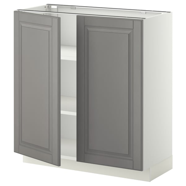 METOD - METOD Base cabinet with shelves/2 doors, white/Bodbyn grey, 80x37 cm