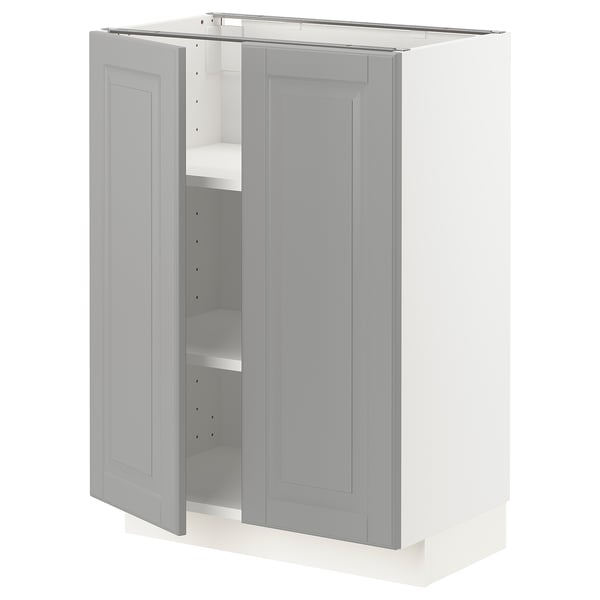 METOD - METOD Base cabinet with shelves/2 doors, white/Bodbyn grey, 60x37 cm