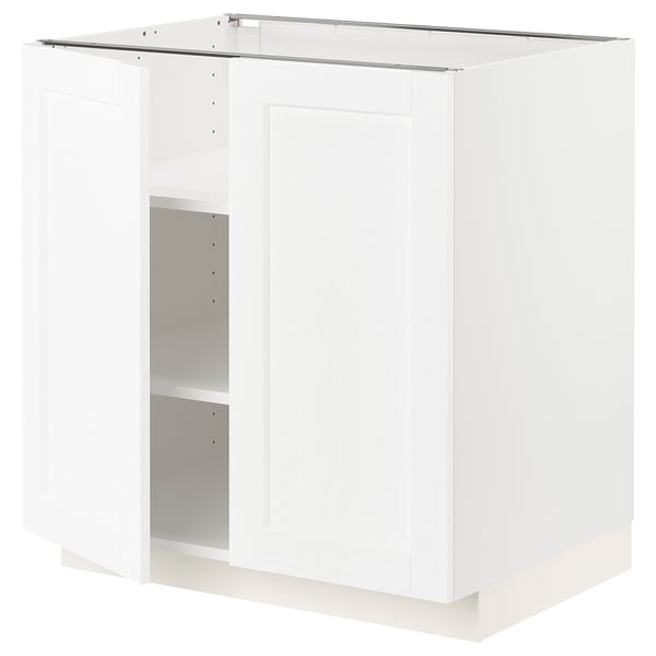 METOD - METOD Base cabinet with shelves/2 doors, white Enköping/white wood effect, 80x60 cm
