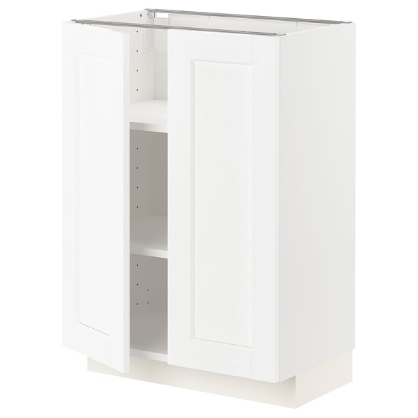 METOD base cabinet with shelves/2 doors, white Enköping/white wood effect, 60x37 cm