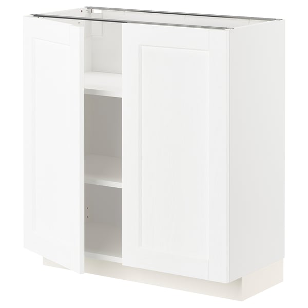 METOD - METOD Base cabinet with shelves/2 doors, white Enköping/white wood effect, 80x37 cm