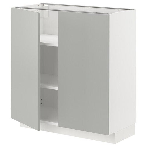METOD base cabinet with shelves/2 doors, white/Havstorp light grey, 80x37 cm