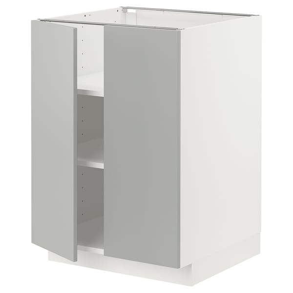 METOD - Base cabinet with shelves/2 doors, white/Havstorp light grey, 60x60 cm