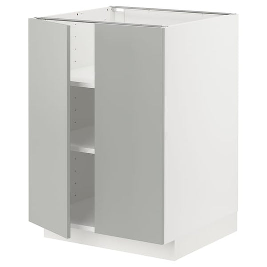 Ikea METOD - Base cabinet with shelves/2 doors, white/Havstorp light grey, 60x60 cm