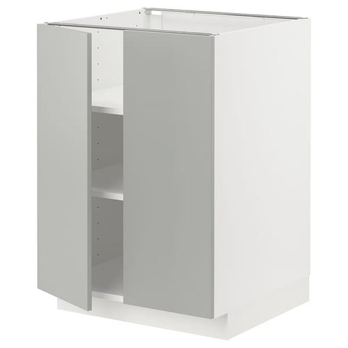 METOD base cabinet with shelves/2 doors, white/Havstorp light grey, 60x60 cm