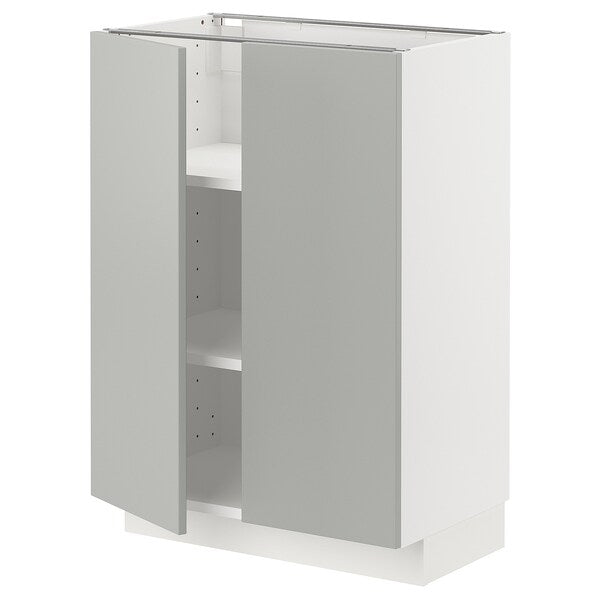 METOD - Base cabinet with shelves/2 doors, white/Havstorp light grey, 60x37 cm