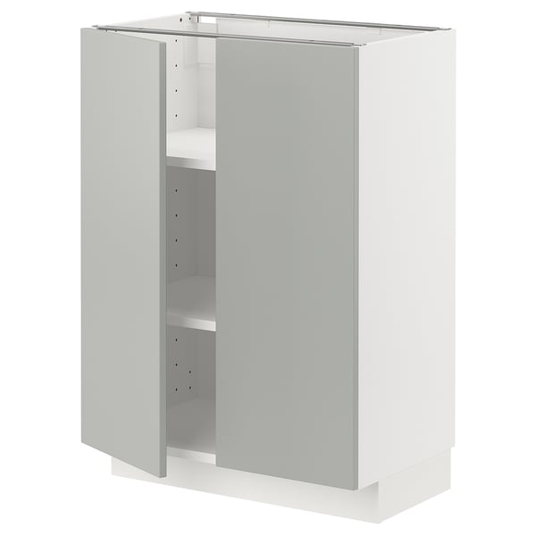 METOD - METOD Base cabinet with shelves/2 doors, white/Havstorp light grey, 60x37 cm