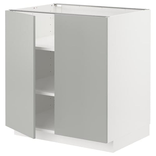 METOD base cabinet with shelves/2 doors, white/Havstorp light grey, 80x60 cm