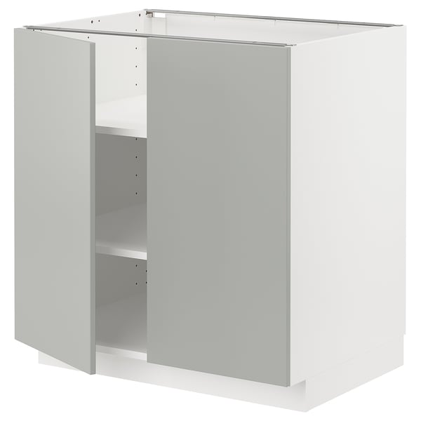 METOD - METOD Base cabinet with shelves/2 doors, white/Havstorp light grey, 80x60 cm