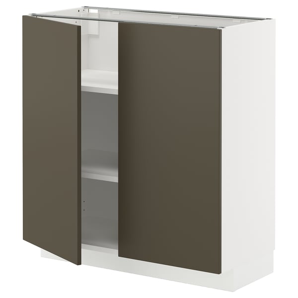 METOD - METOD Base cabinet with shelves/2 doors, white/Havstorp brown-beige, 80x37 cm