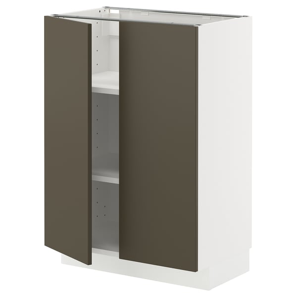 METOD - METOD Base cabinet with shelves/2 doors, white/Havstorp brown-beige, 60x37 cm