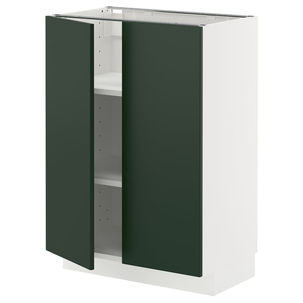 METOD - METOD Base cabinet with shelves/2 doors, white/Havstorp deep green, 60x37 cm