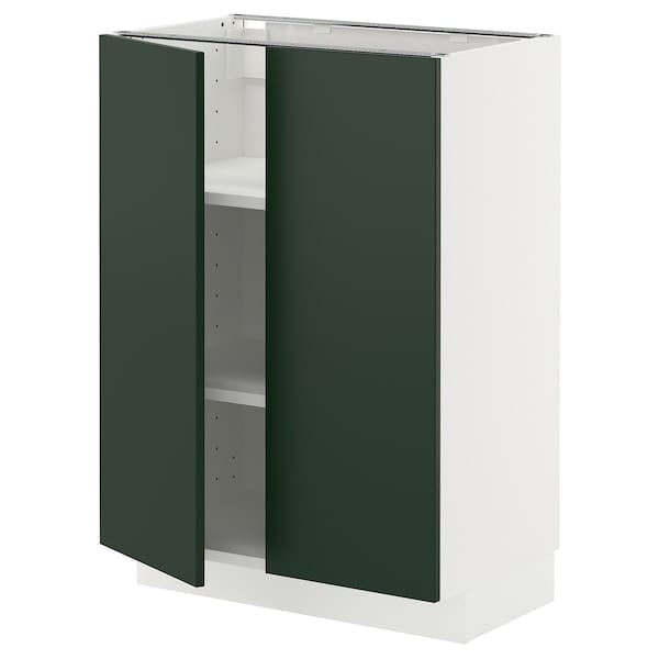 METOD - METOD Base cabinet with shelves/2 doors, white/Havstorp deep green, 60x37 cm