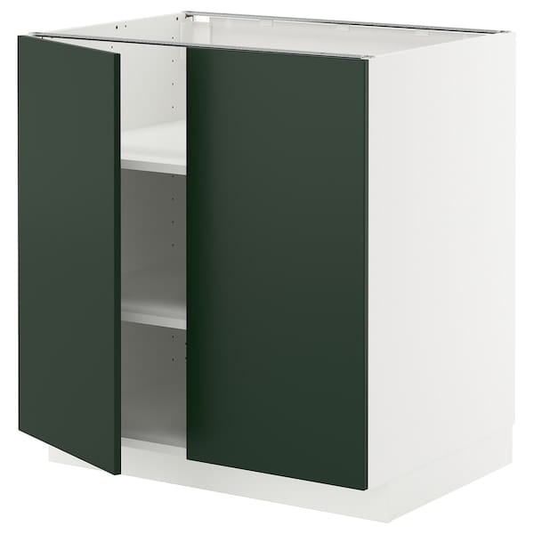 Ikea METOD - Base cabinet with shelves/2 doors, white/Havstorp deep green, 80x60 cm