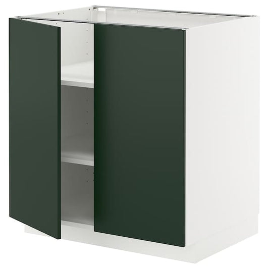 Ikea METOD - Base cabinet with shelves/2 doors, white/Havstorp deep green, 80x60 cm