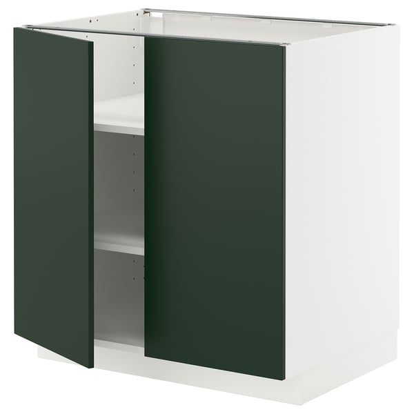 METOD - METOD Base cabinet with shelves/2 doors, white/Havstorp deep green, 80x60 cm
