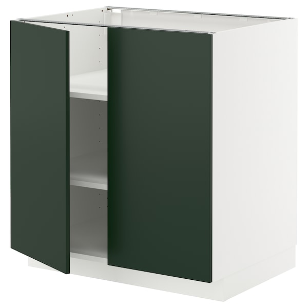 METOD - Base cabinet with shelves/2 doors, white/Havstorp deep green, 80x60 cm