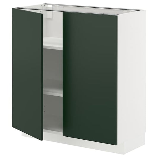 Ikea METOD - Base cabinet with shelves/2 doors, white/Havstorp deep green, 80x37 cm