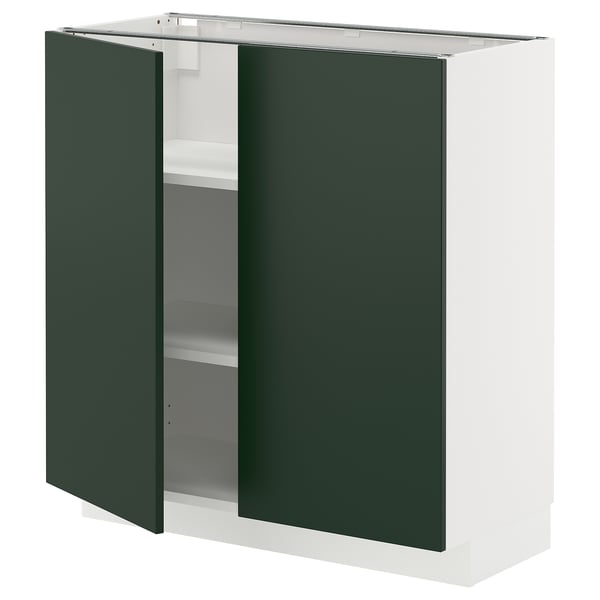 METOD - METOD Base cabinet with shelves/2 doors, white/Havstorp deep green, 80x37 cm