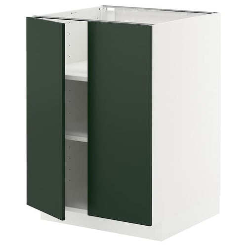 METOD base cabinet with shelves/2 doors, white/Havstorp deep green, 60x60 cm