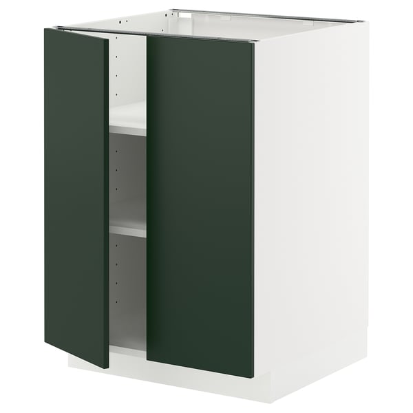METOD - METOD Base cabinet with shelves/2 doors, white/Havstorp deep green, 60x60 cm