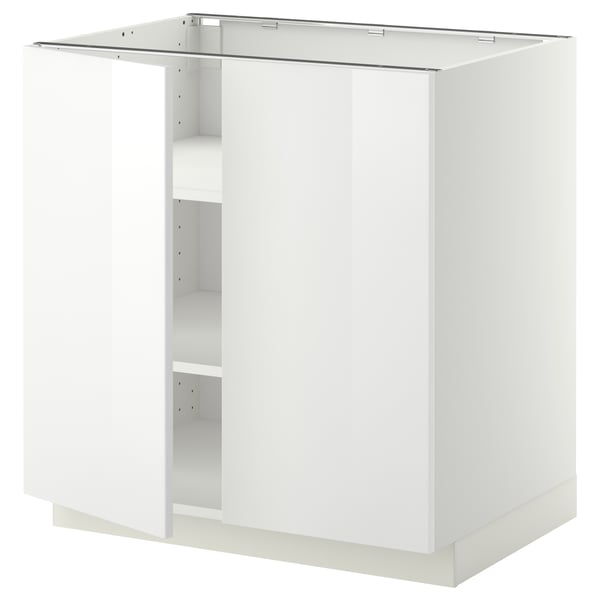 METOD base cabinet with shelves/2 doors, white/Ringhult white, 80x60 cm