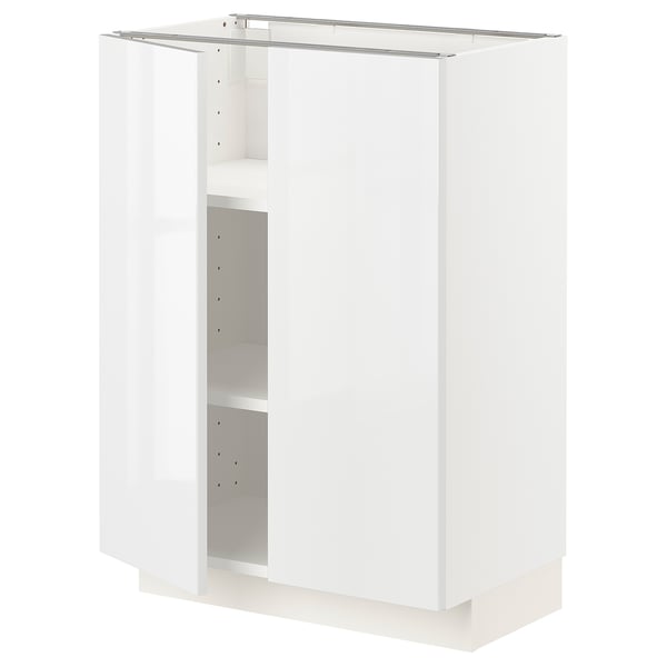 METOD base cabinet with shelves/2 doors, white/Ringhult white, 60x37 cm