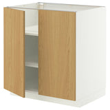 METOD base cabinet with shelves/2 doors, white/Sinarp oak veneer, 80x60 cm