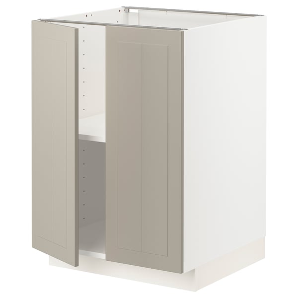 METOD - METOD Base cabinet with shelves/2 doors, white/Stensund beige, 60x60 cm